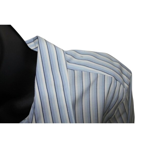 Gander Mtn Wrinkle-Resistant Stripe Button-Up Shirt M Blue/White Cotton Blend - Picture 4 of 5